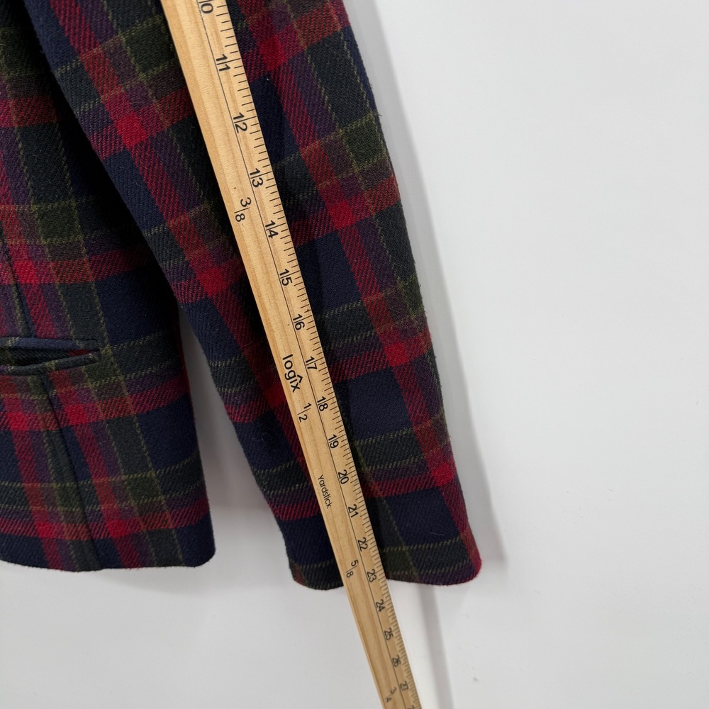 Vintage Plaid Wool Blazer Indie Academia Heritage Prep Petite M Tailored Jacket - Picture 6 of 10